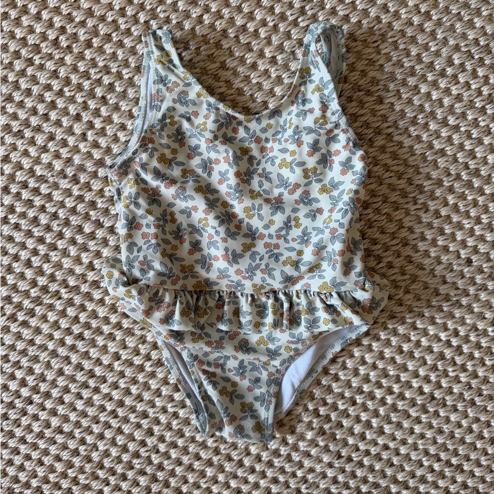 Rylee + Cru Floral One Piece Swimsuit - Cream and Gray